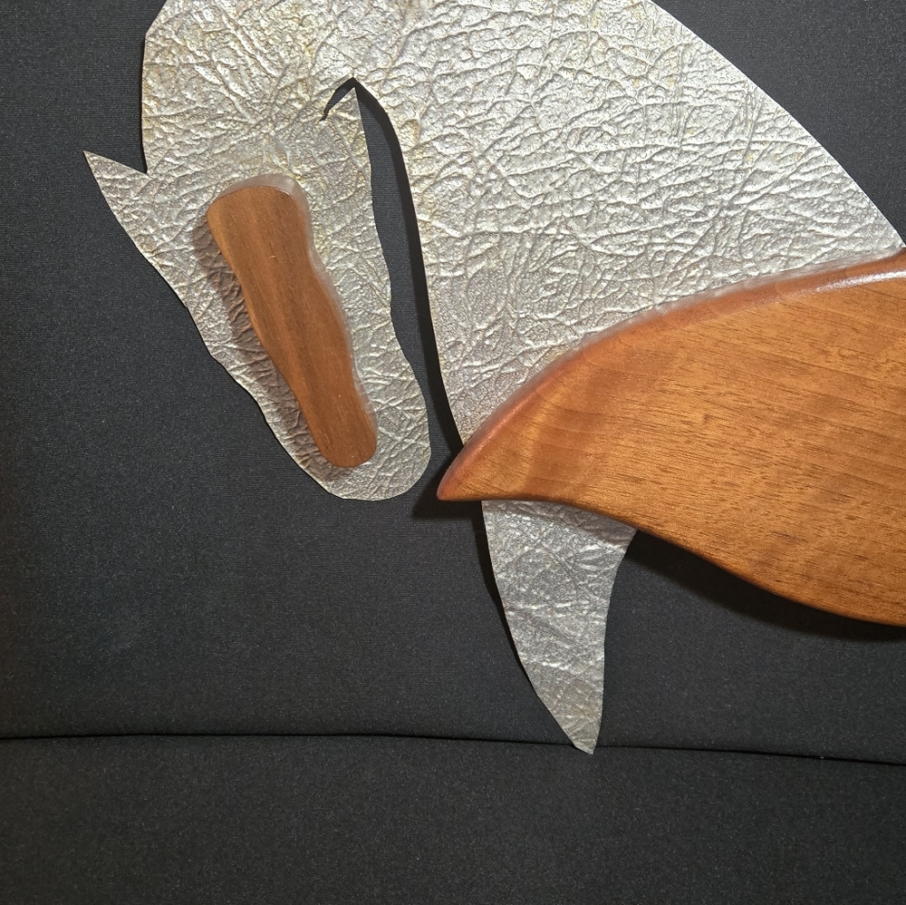 MCM Danish Modern Wood and Metal Horse Wall Art - Picture 2 of 6